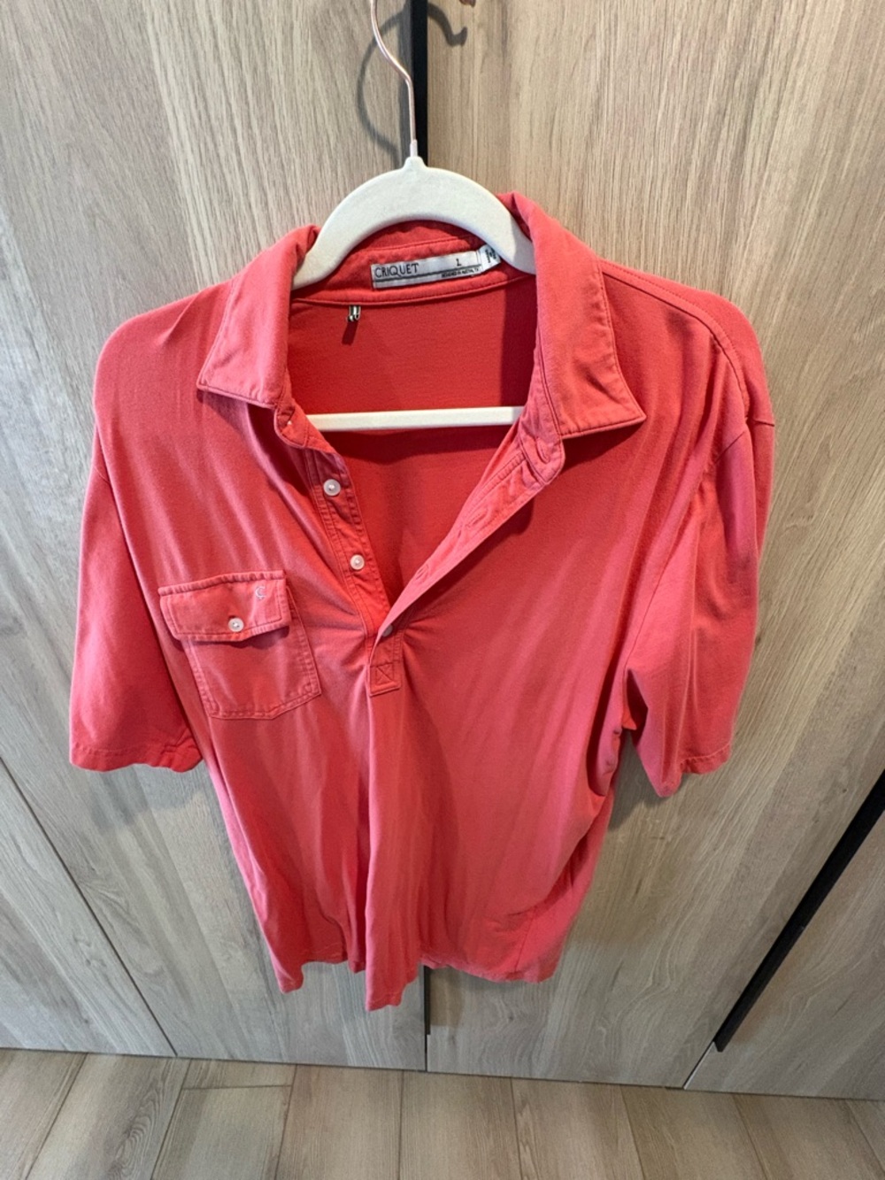 Criquet Coral-Pink Button Down Polo Shirt